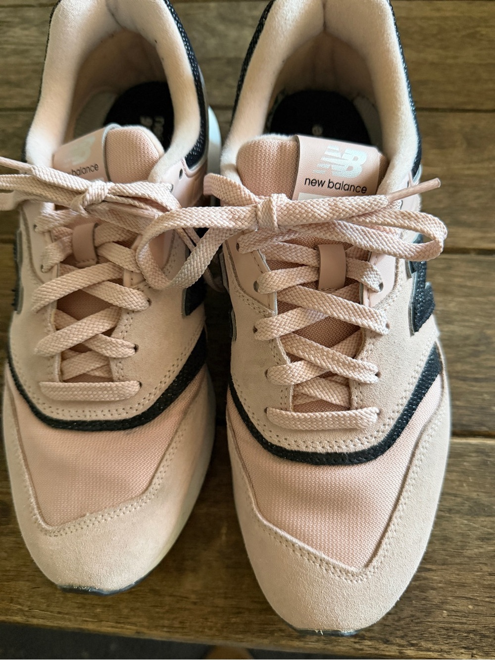 New Balance Women’s Blush Pink and Black Lace-Up Sneakers